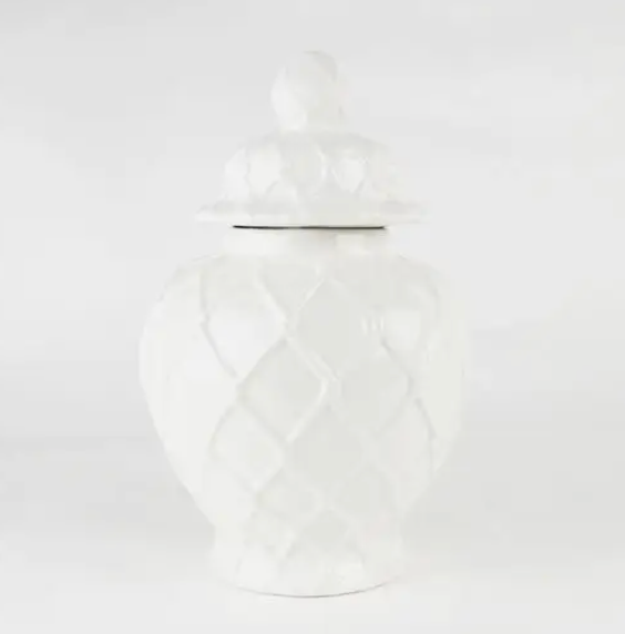 White Textured Ginger Jar - Large