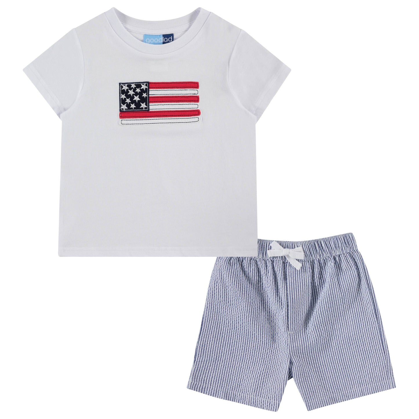 Good Lad Toddler Boys Flag Appliqued July 4th Short Set