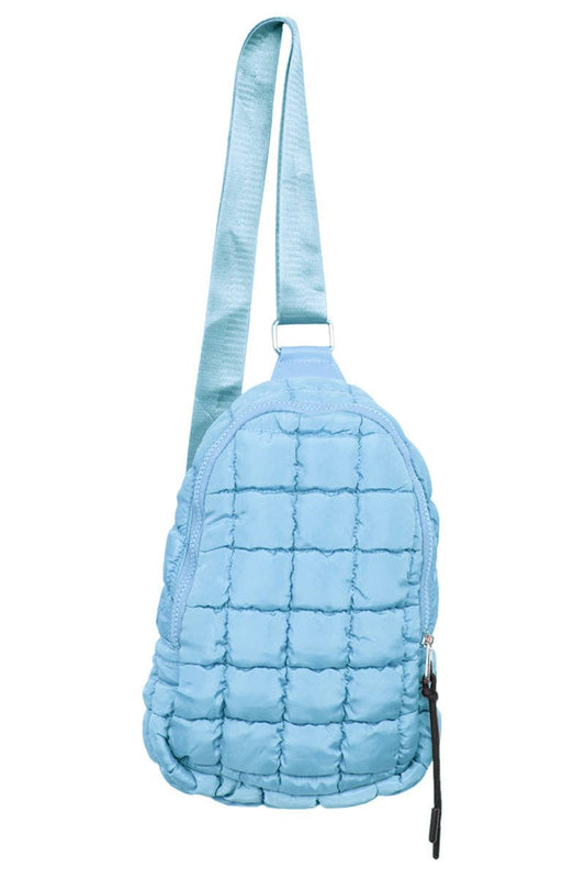 Light Blue Quilted Sling Bag Crossbody