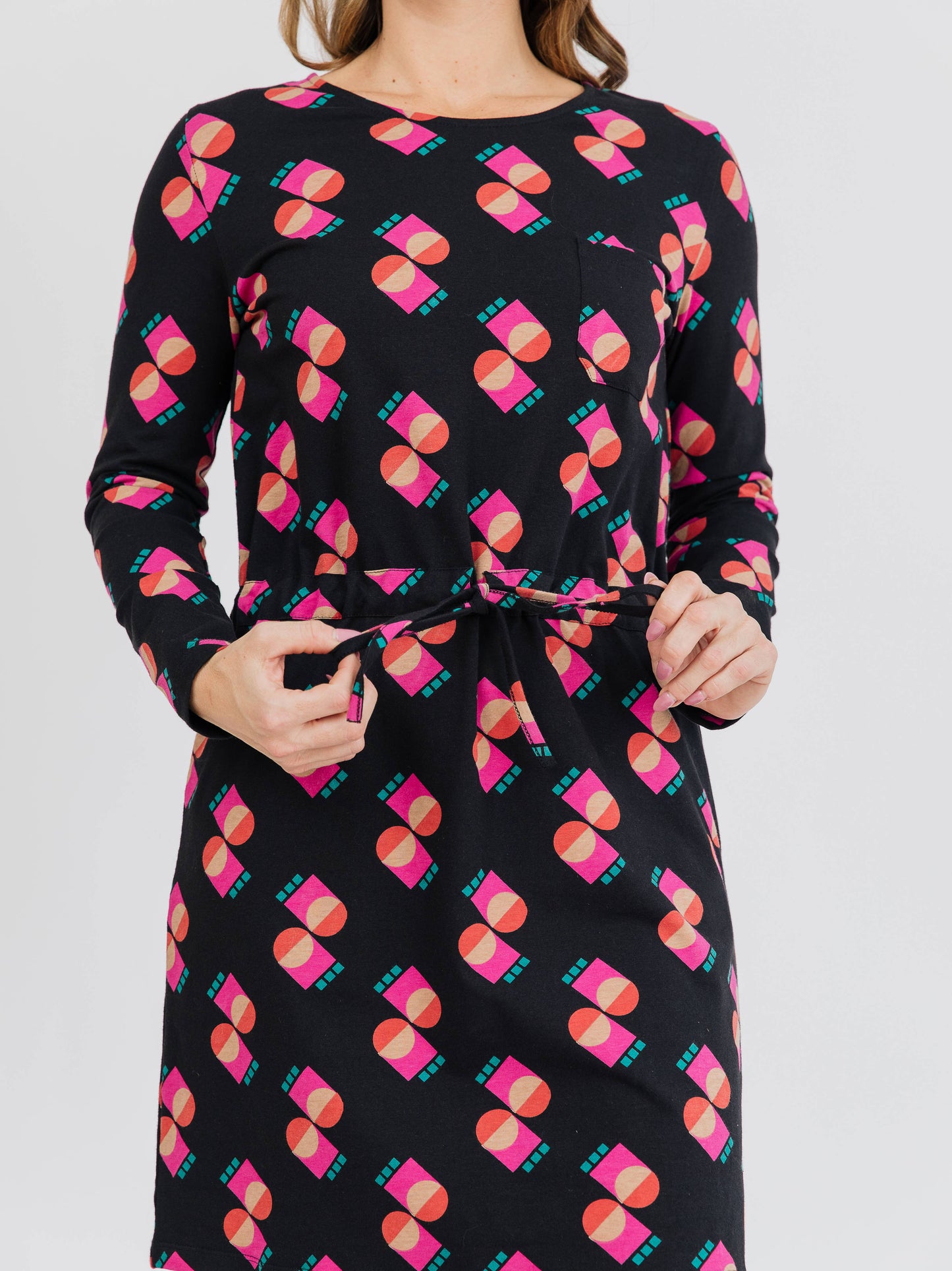 Abby Long Sleeve Dress Memphis Shapes Black