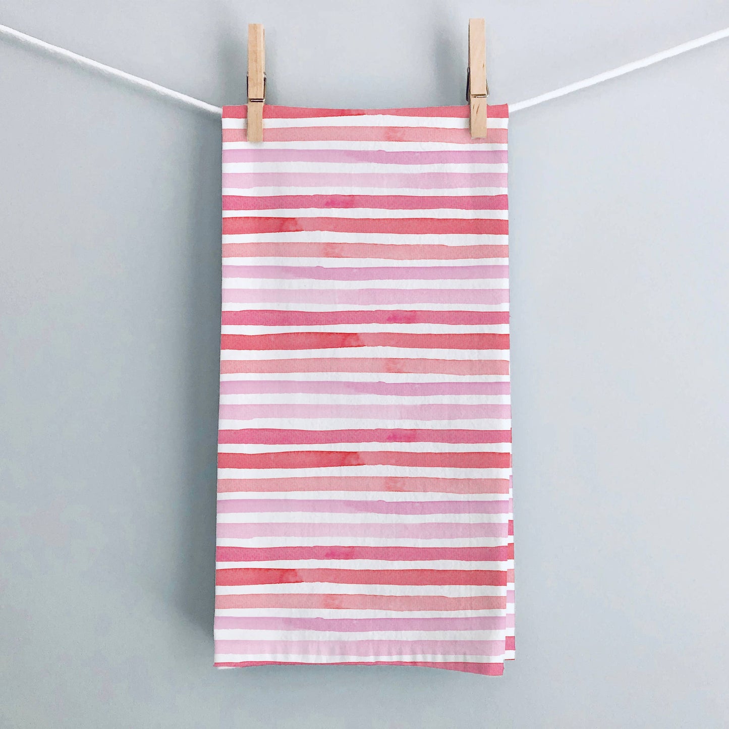 Pink Watercolor Stripes Tea Towel | Pink Kitchen Towel