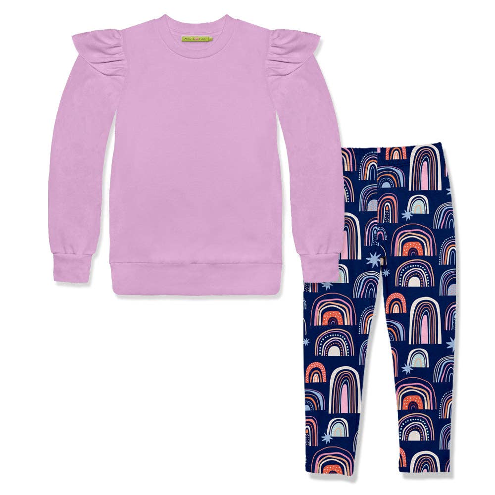 Girls Lilac Ruffle-Trim Sweatshirt & Spring Leggings