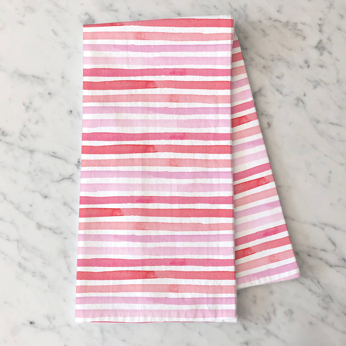 Pink Watercolor Stripes Tea Towel | Pink Kitchen Towel