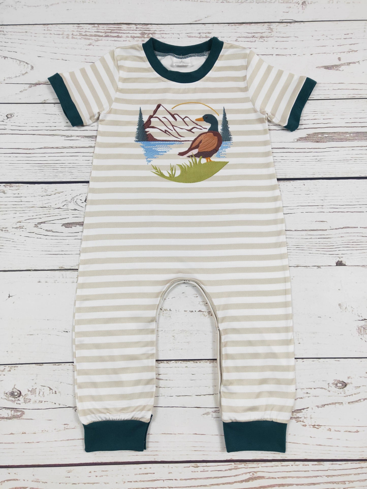 Baby Boy Duck Stripe Romper