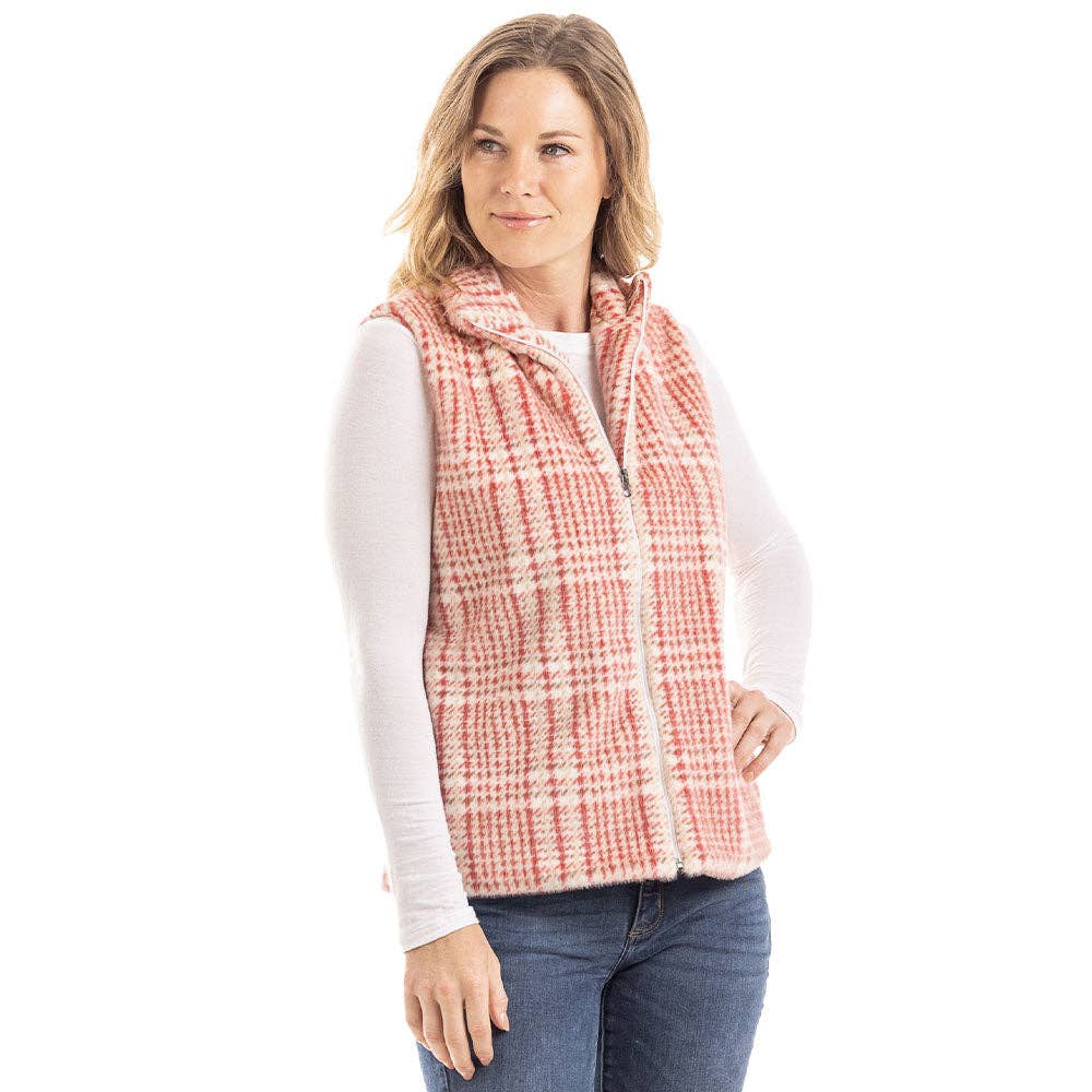 Houndstooth Faux Fur Vest for Women