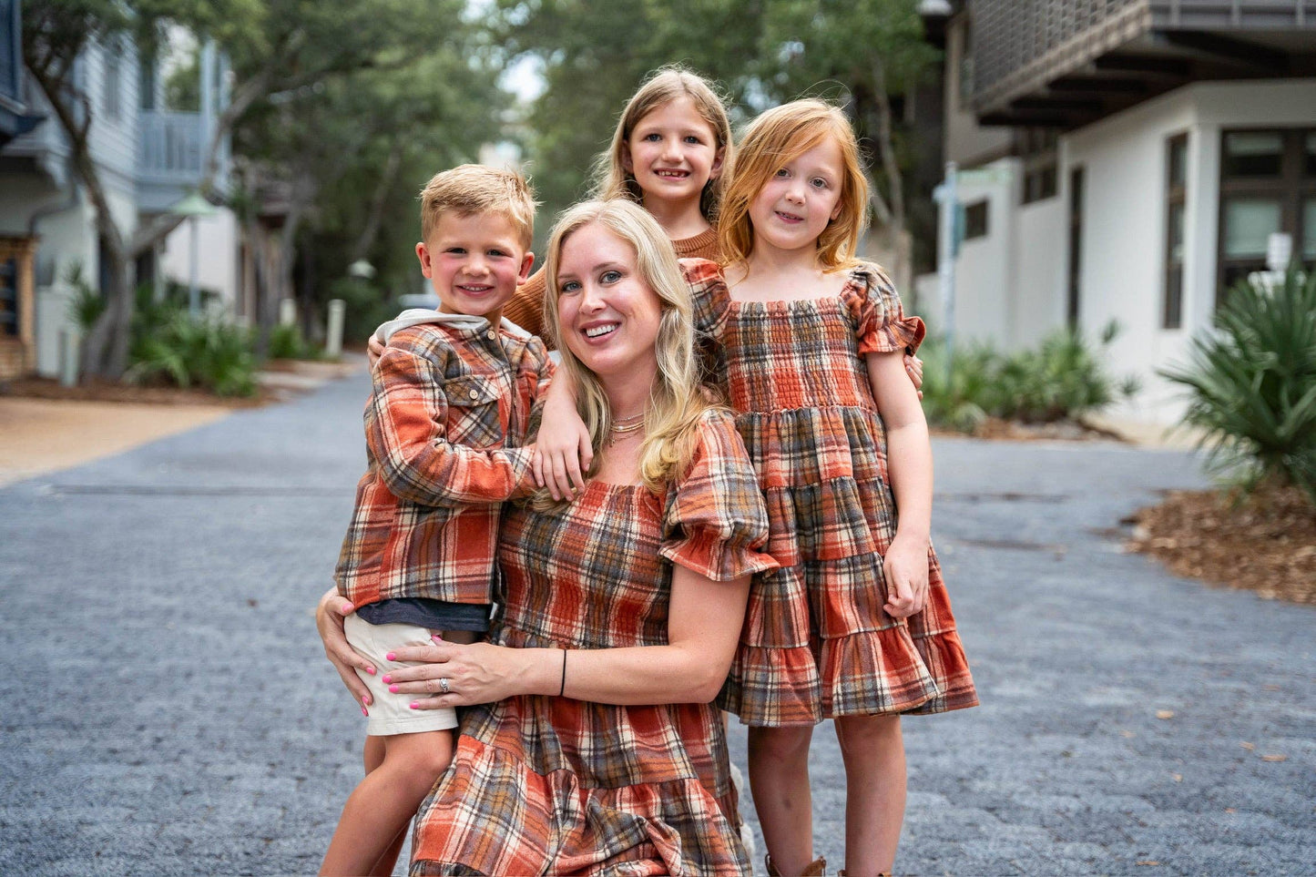 Womens Fall Plaid Tiered Dress