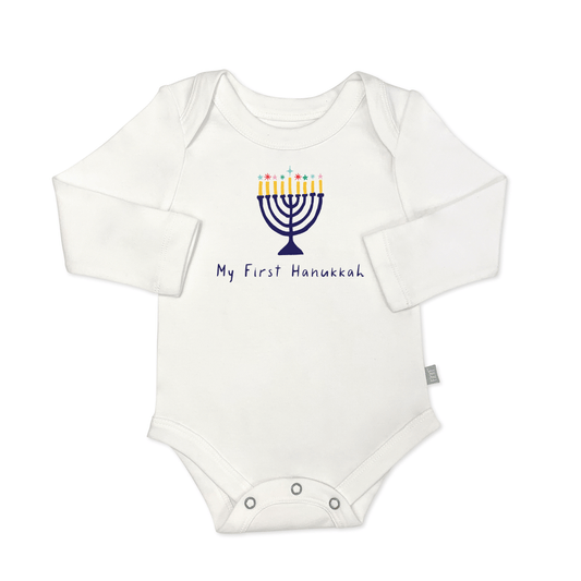 Baby long sleeve graphic bodysuit | my first hanukkah