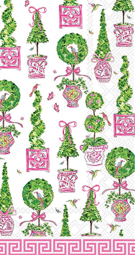 Paper Guest Towels 16 Ct Pink Topiaries