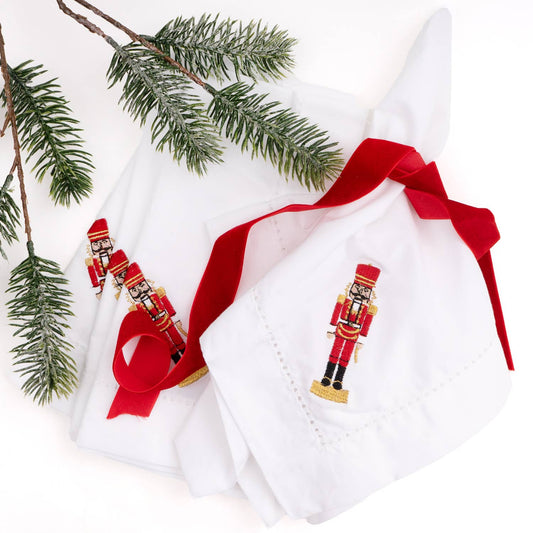 Nutcracker Embroidered Dinner Napkins - 4 Piece Set