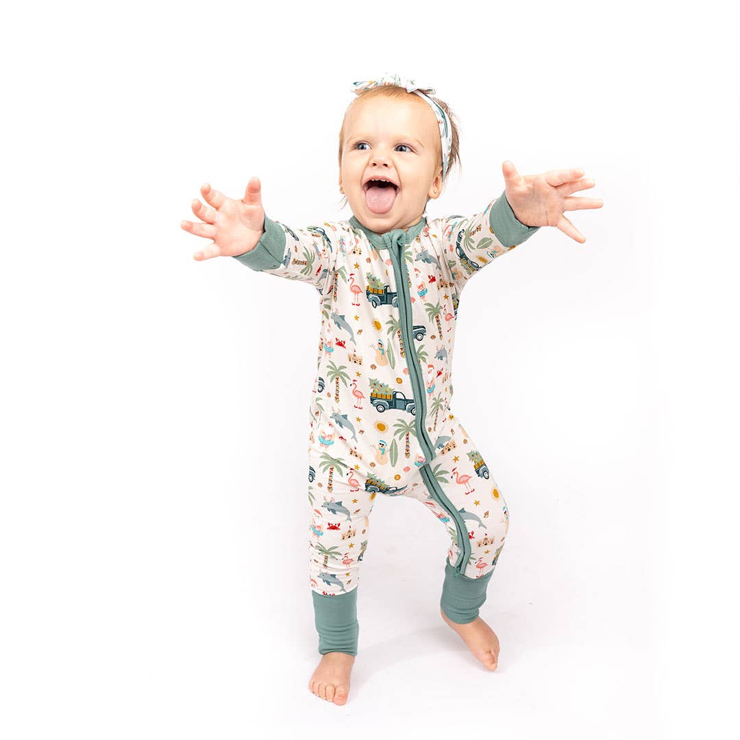 Coastal Christmas Bamboo Convertible Baby Pajamas