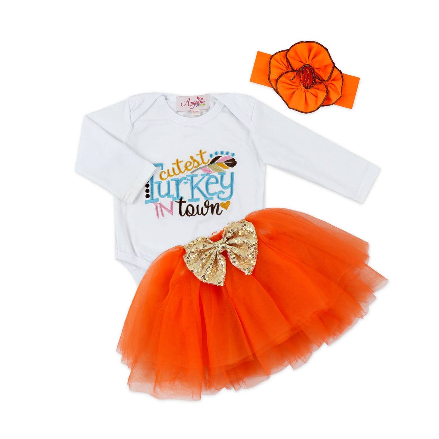 Baby Girls Cutest Turkey In Town Thanksgiving Bodysuit Tutu