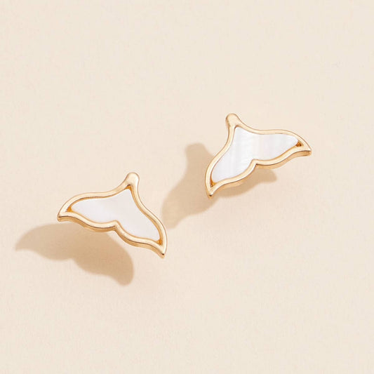 Whale Tail Shell Stud Earrings