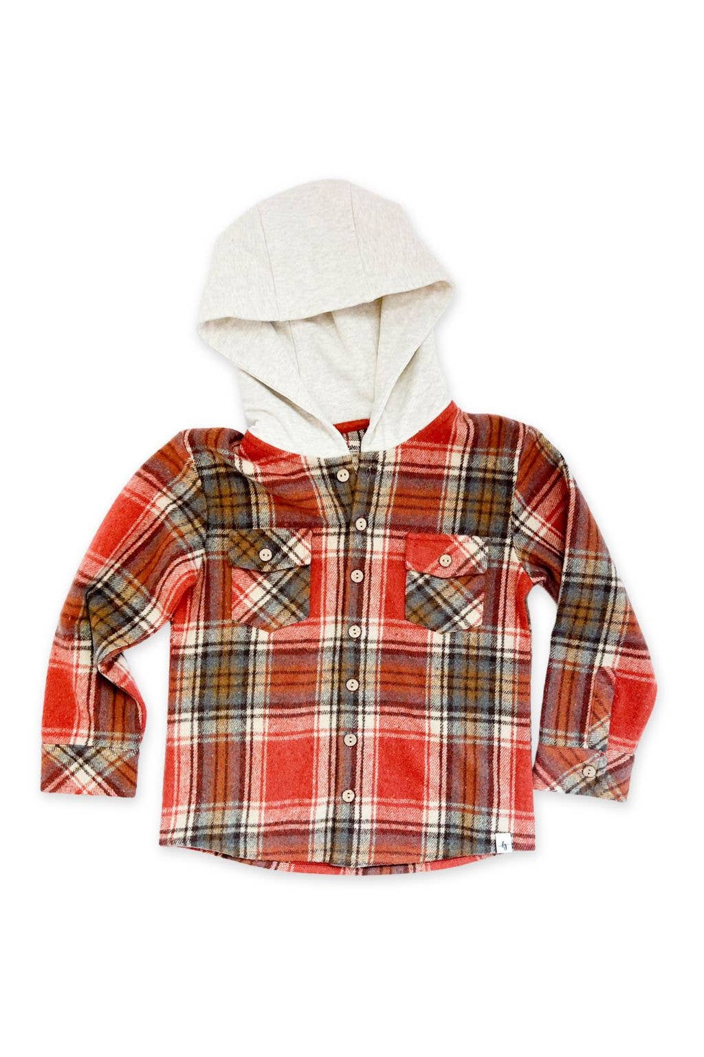 Boys Fall Plaid Button-Up Hoodie