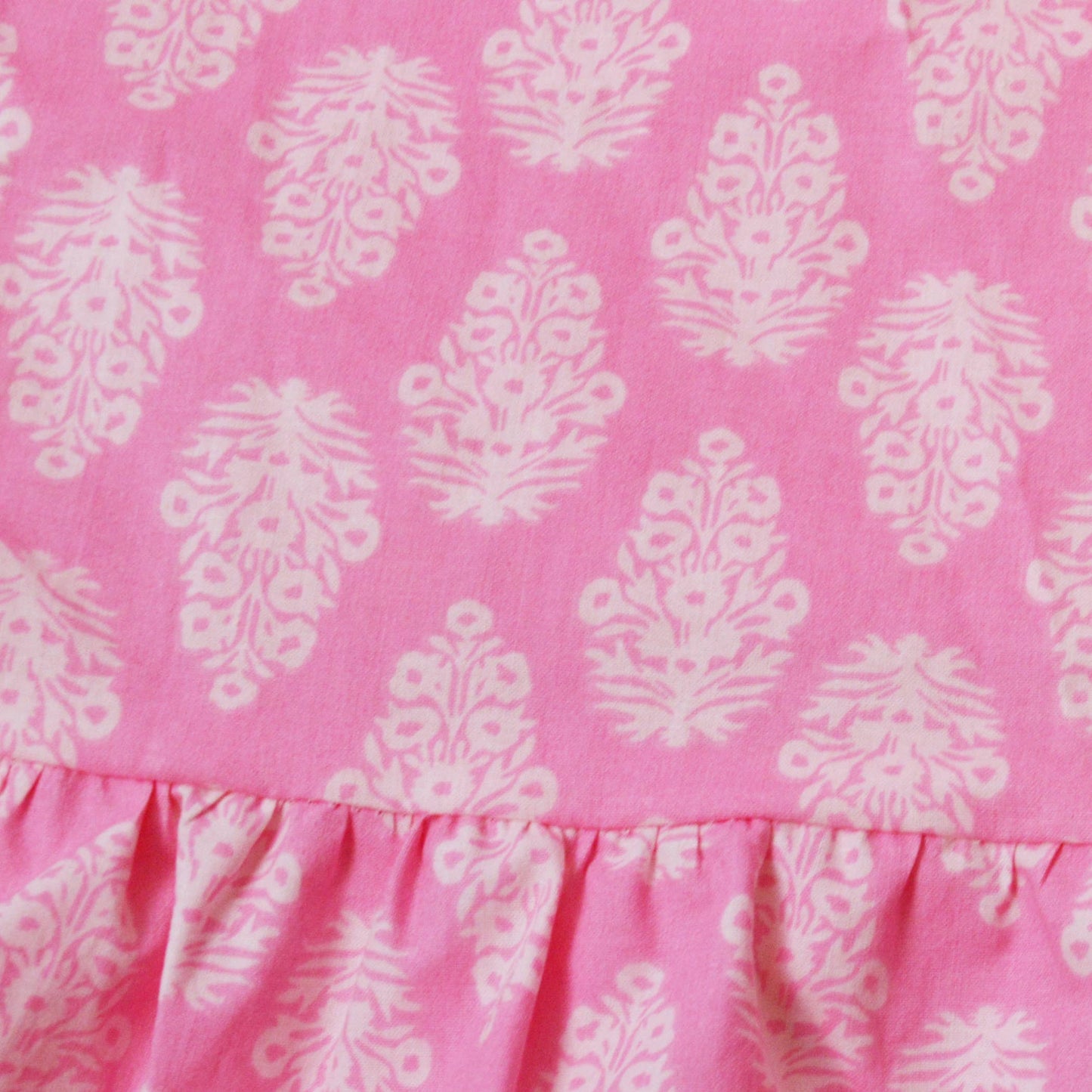 Pink & White Block Print Smocked House Dress