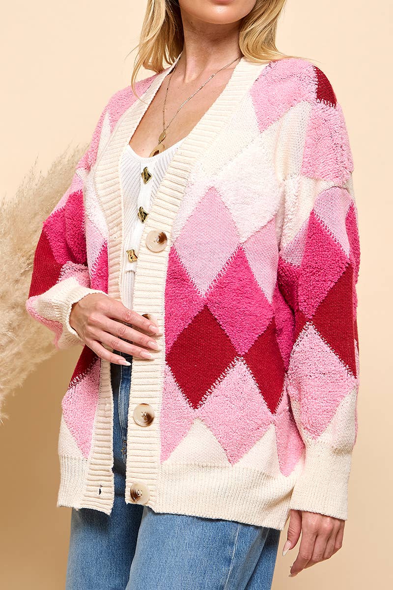 Argyle Pattern Cardigan