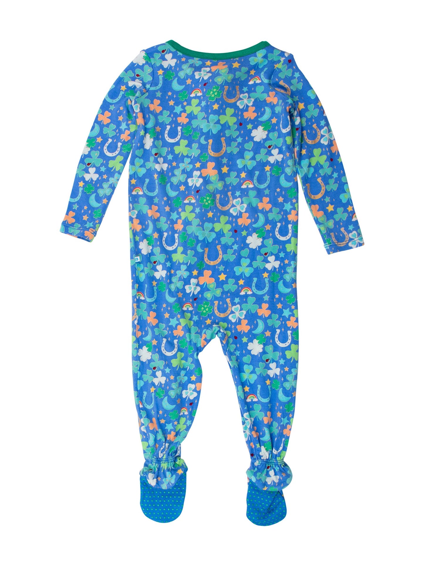 Baby Boys Blue Lucky Day Bamboo Viscose Footed One Piece Pajama