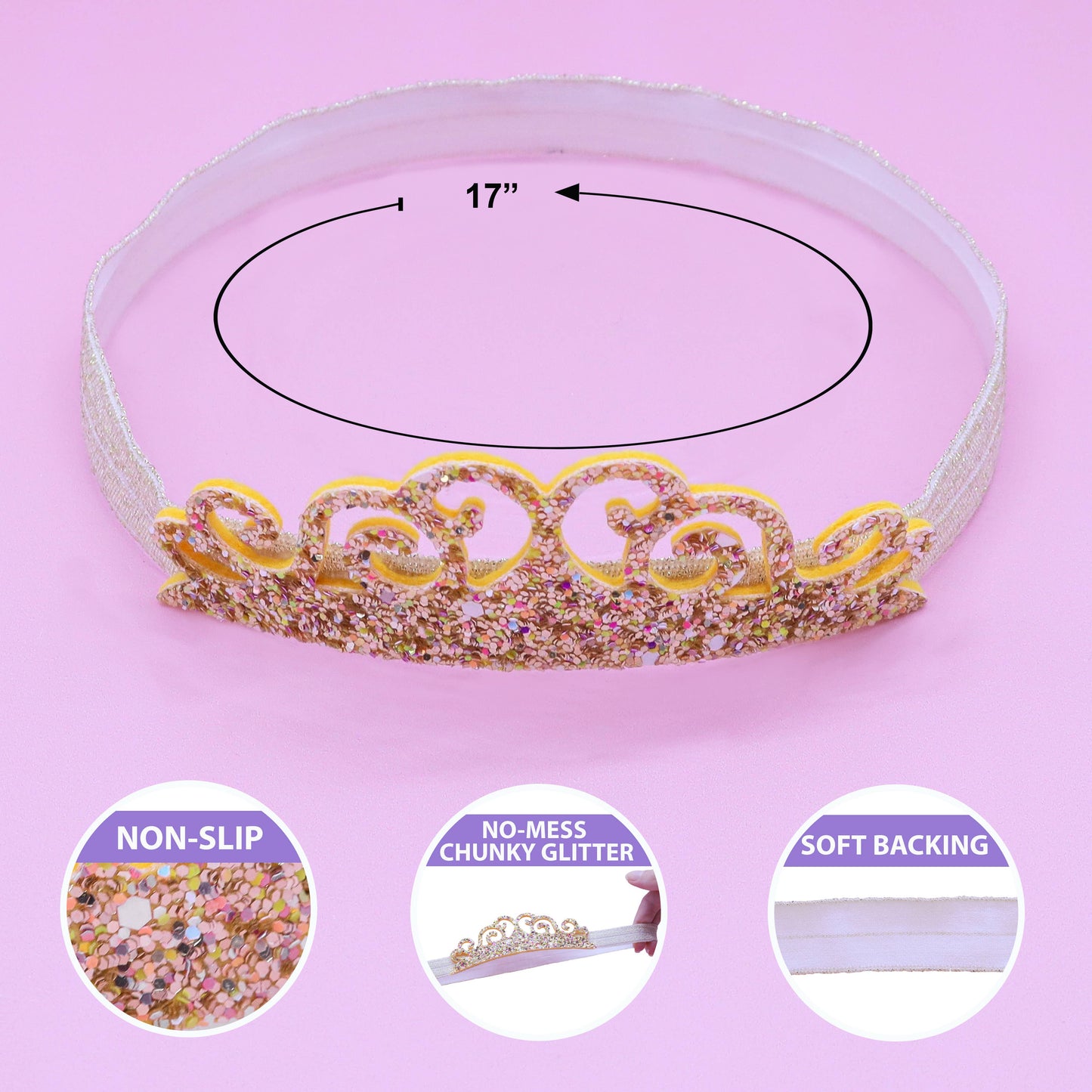 Stretch Glitter Princess Tiara Headbands