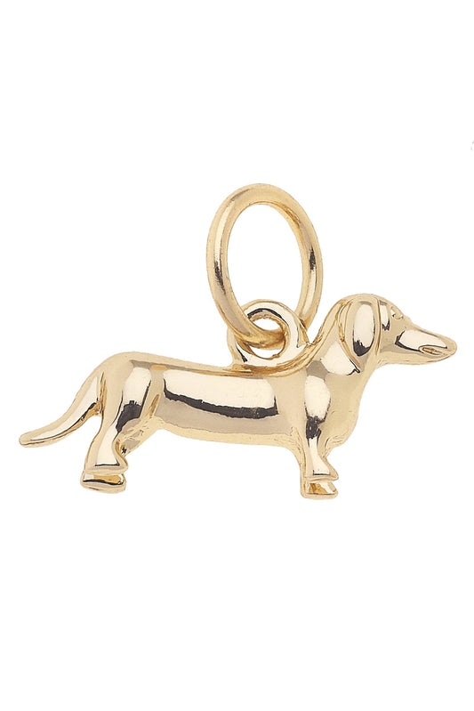 Dachshund Dog Charm in Shiny Gold