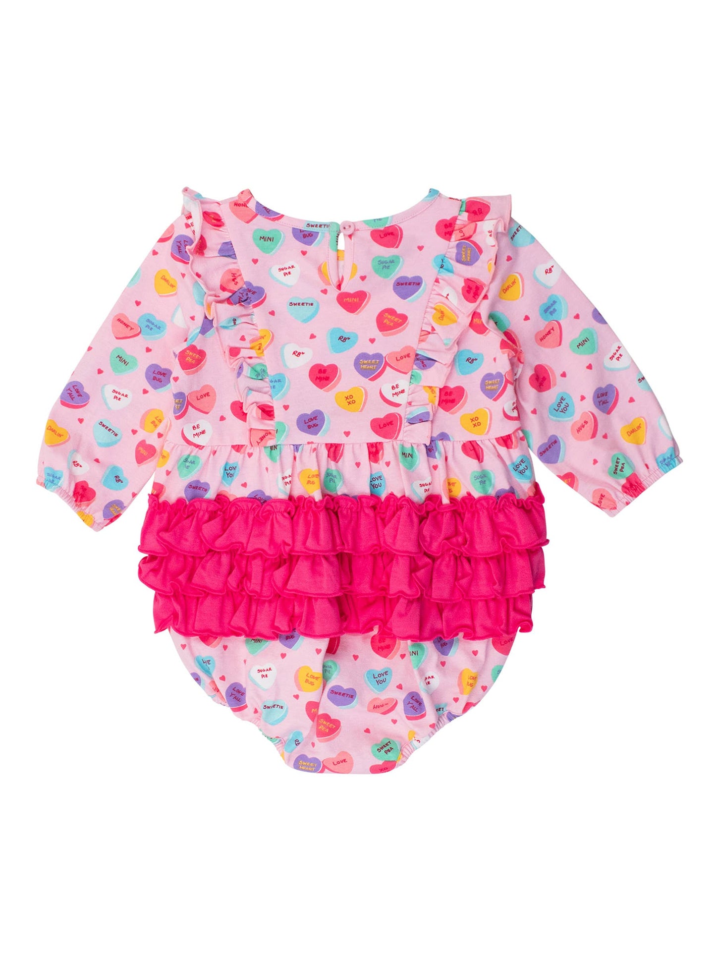 Baby Girls Be My Valentine Knit Long Sleeve Waterfall Bubble Romper