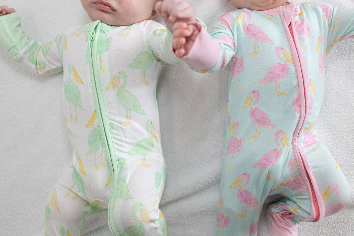 Mint Pelican Zipper Onesie