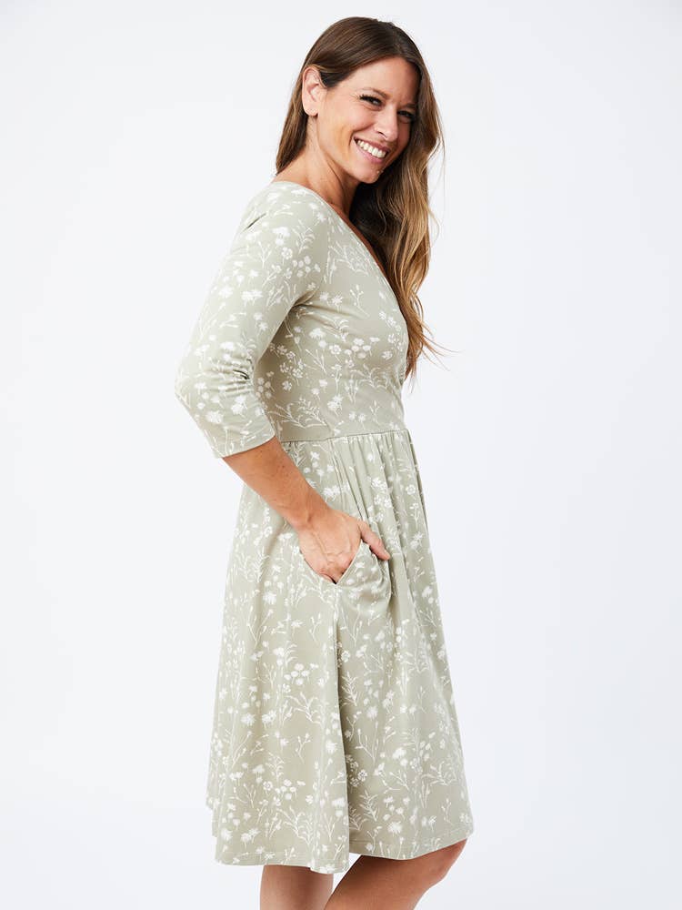 Callie Long Sleeve Wrap Dress Field Taupe