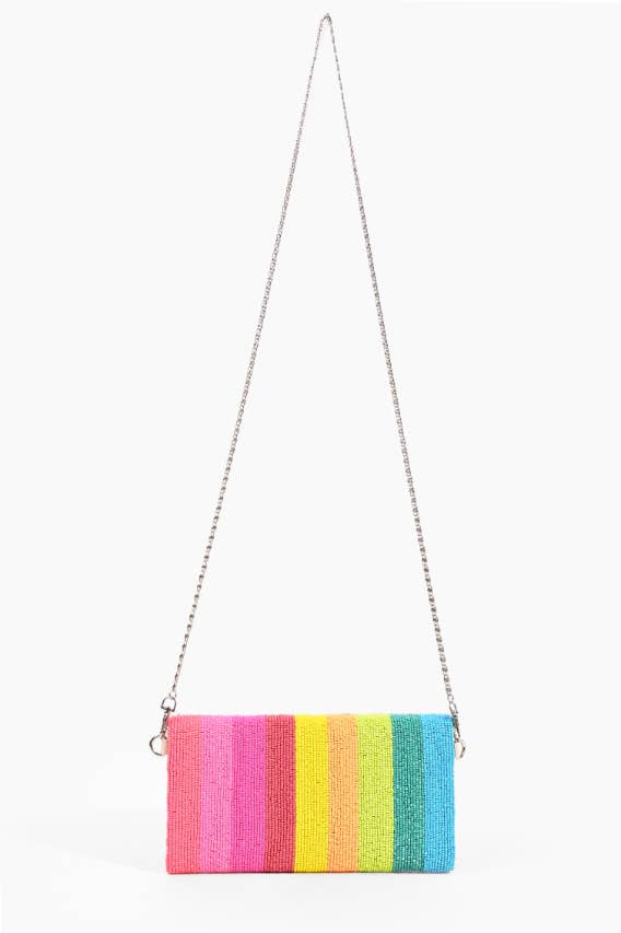 Rainbow Bee Beaded Clutch