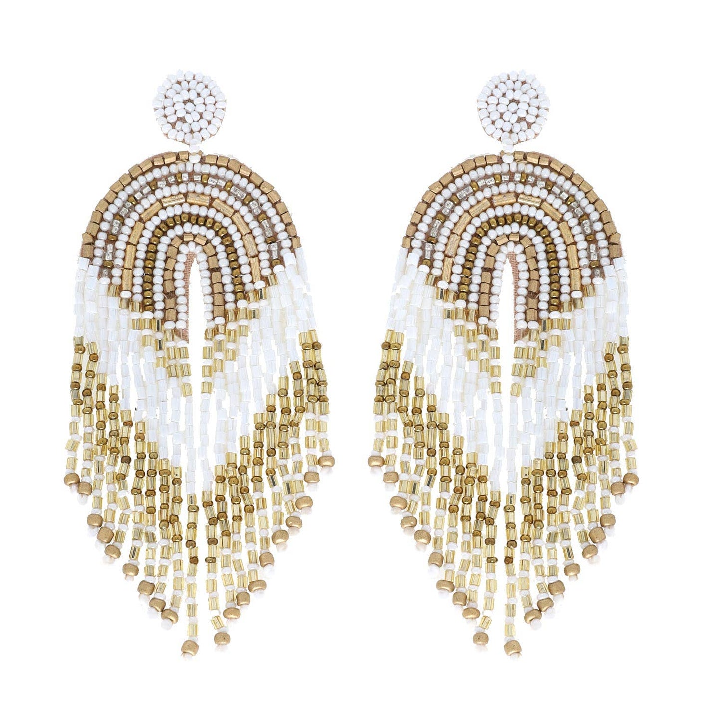 Native American Beaded Arch & Fringe Tassel Earrings