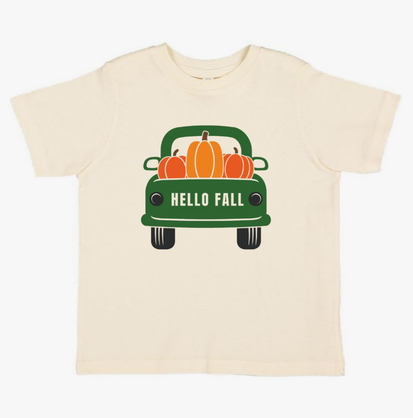 Hello Fall Pumpkin Truck Short Sleeve T-Shirt - Kids Fall