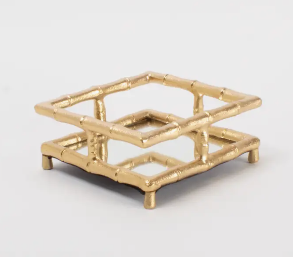 Gold Bamboo Cocktail Napkin Tray